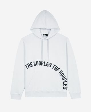 The Kooples MEN LIGHT GREY hooded sweatshirt with grey screen print