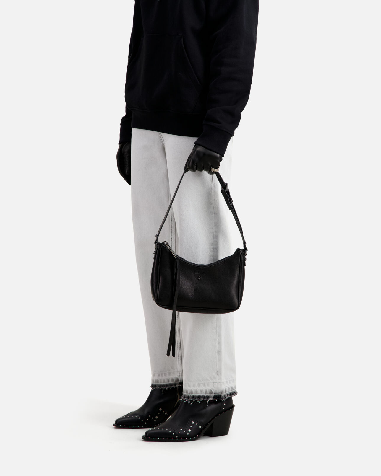 The Kooples DAMEN BLACK jade tasche aus schwarzem leder