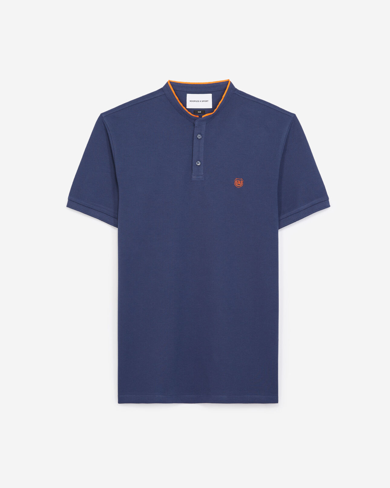 The Kooples HOMME DEEP SEA BLUE / ORANGE polo coton bleu foncé détails orange