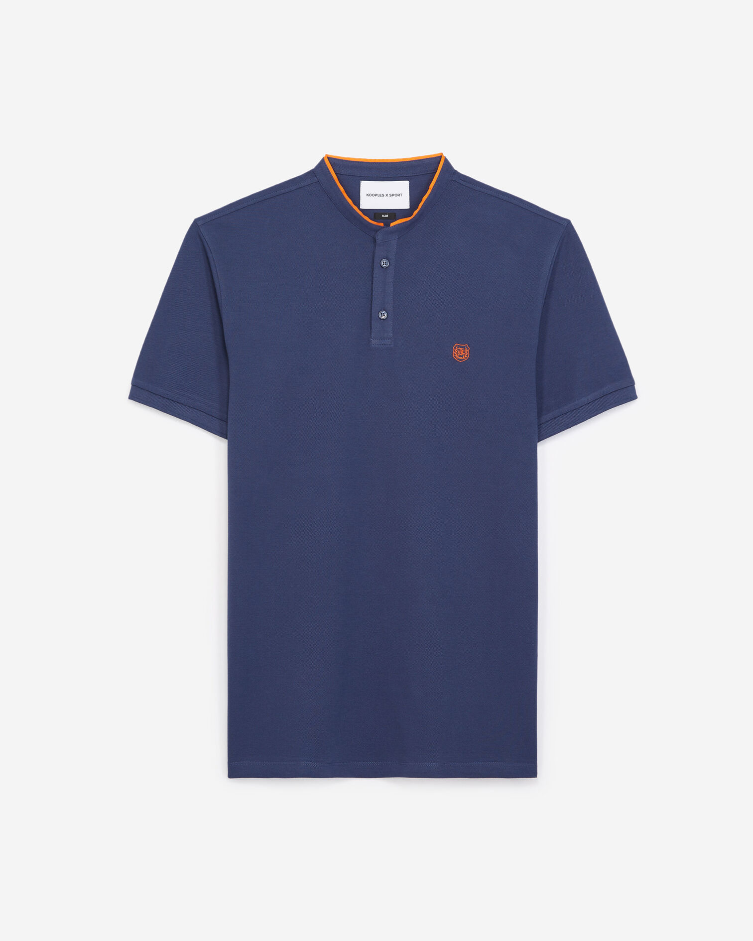 Polo coton bleu foncé détails orange, DEEP SEA BLUE / ORANGE, hi-res image number null