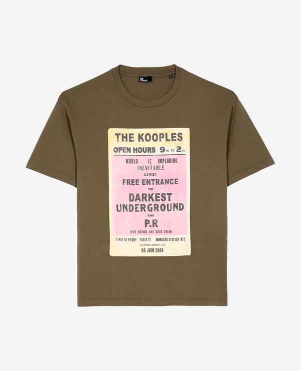 The Kooples MEN OLIVE KAKI t-shirt with khaki screen print