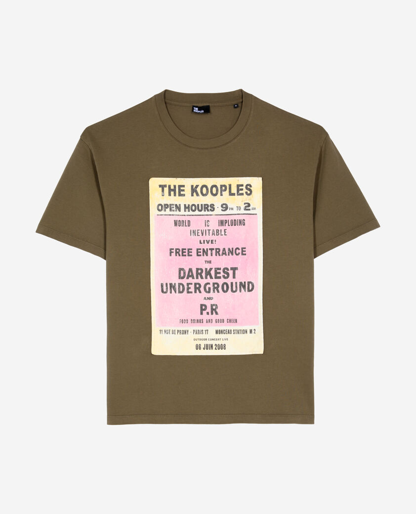 The Kooples MEN OLIVE KAKI t-shirt with khaki screen print
