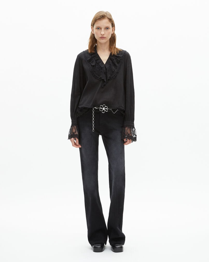 The Kooples WOMEN BLACK blouse with black guipure