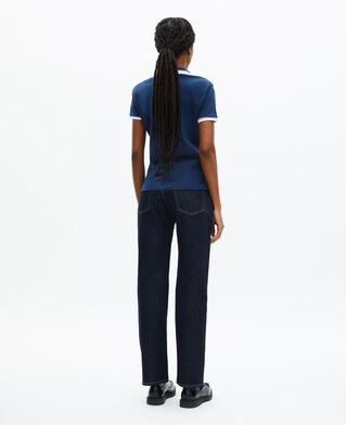 The Kooples WOMEN DARK NAVY blue v-neck polo shirt