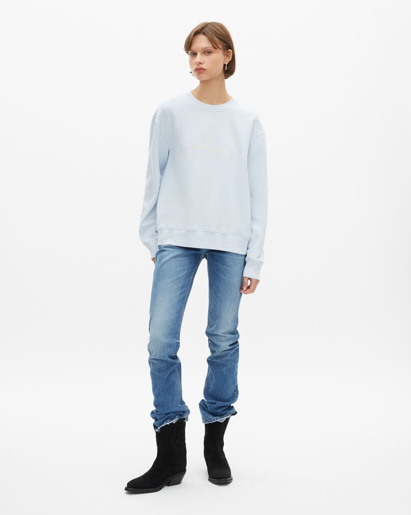 The Kooples DAMEN LIGHT BLUE sweathshirt mit hellblauem siebdruck
