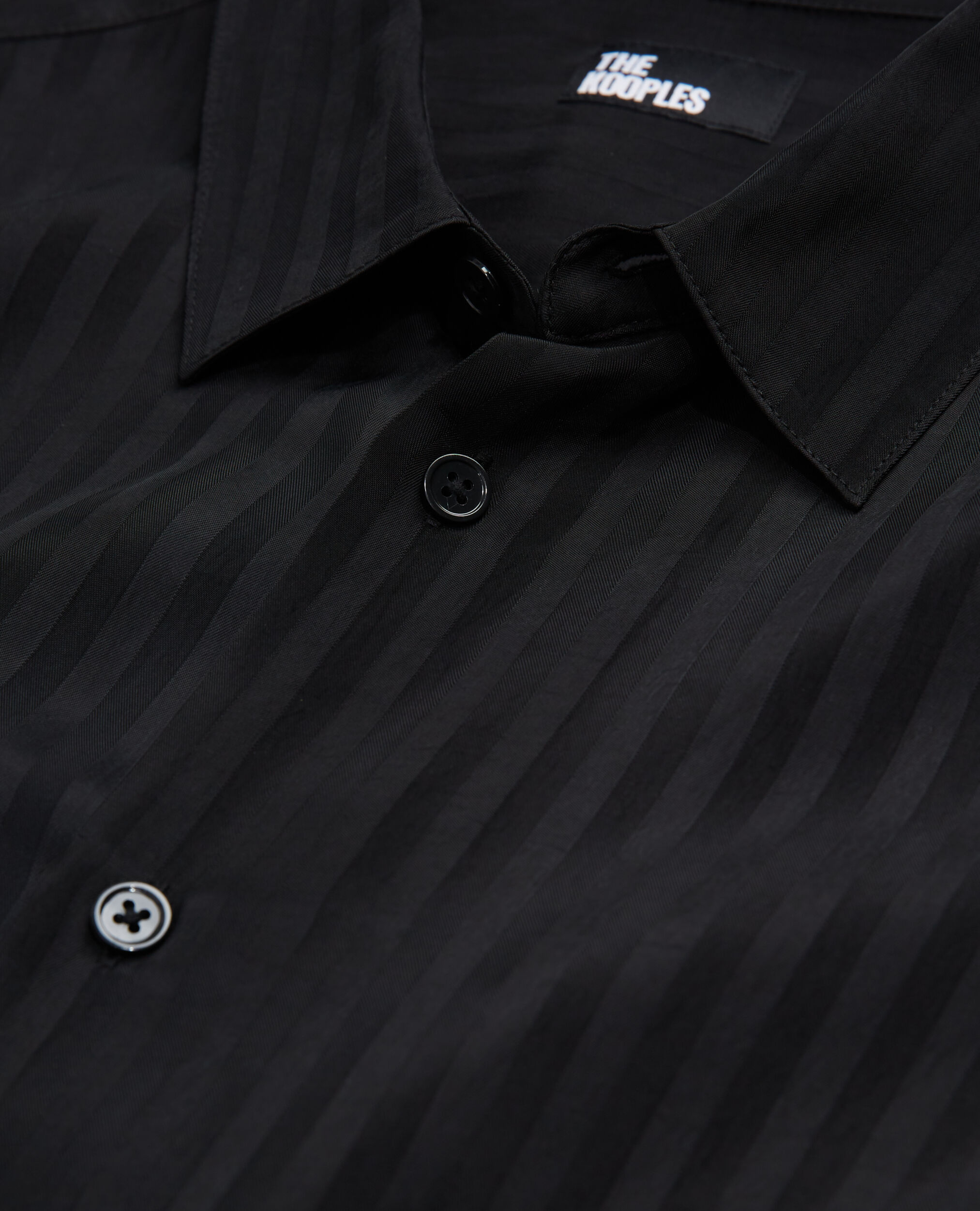 Camisa rayas negra con cuello clásico, BLACK, hi-res image number null