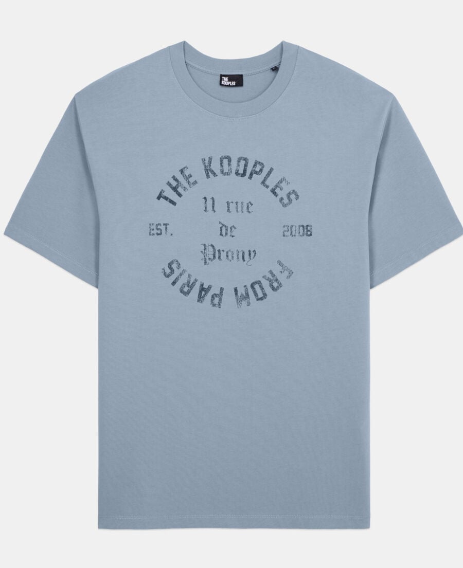 The Kooples HOMME BLUE GREY t-shirt homme bleu clair avec s&eacute;rigraphie 11 rue de prony