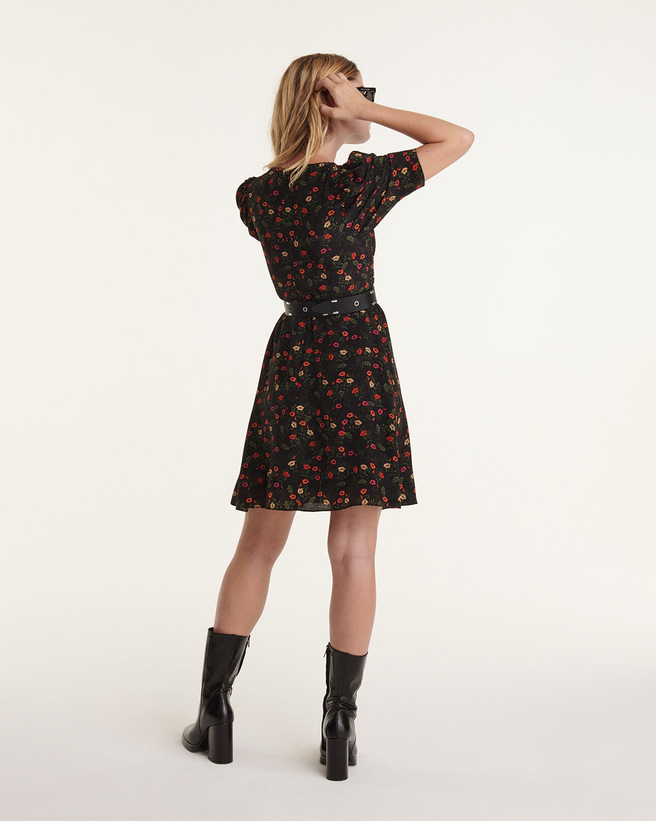 The Kooples WOMEN MULTICOLOR short printed dress with gathered shoulders