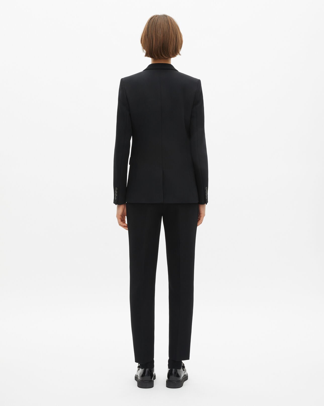 The Kooples DAMEN BLACK kostümjacke aus schwarzem krepp, strukturierter schnitt