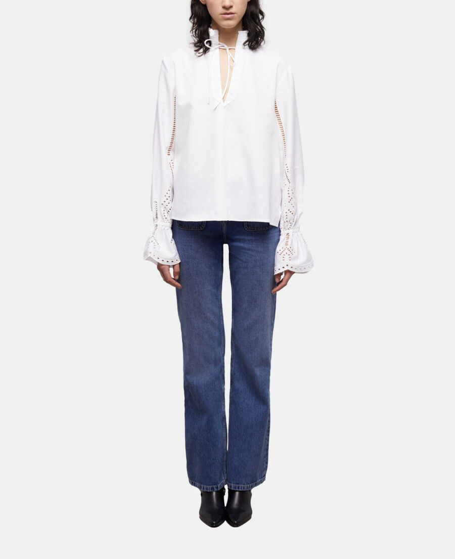 The Kooples F WHITE white blouse with broderie anglaise
