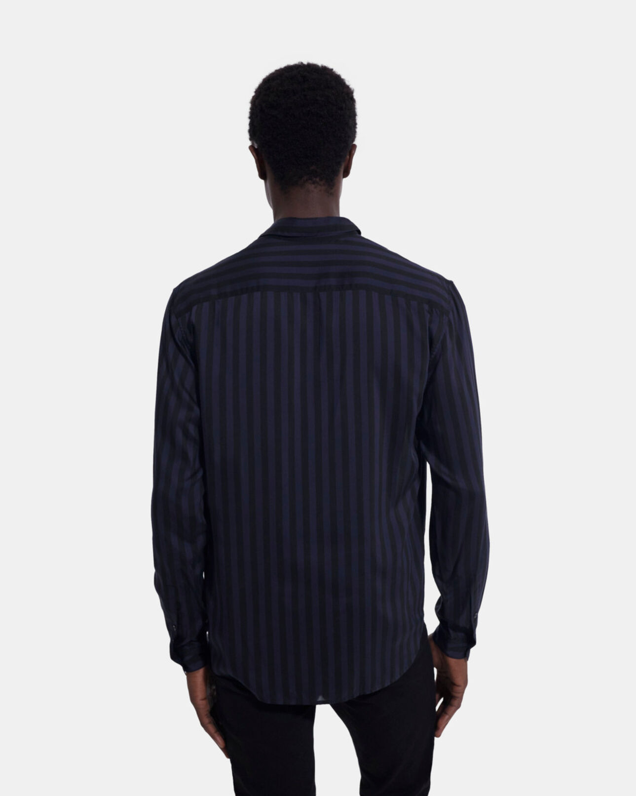 The Kooples MEN NAVY / BLACK striped shirt with classic collar