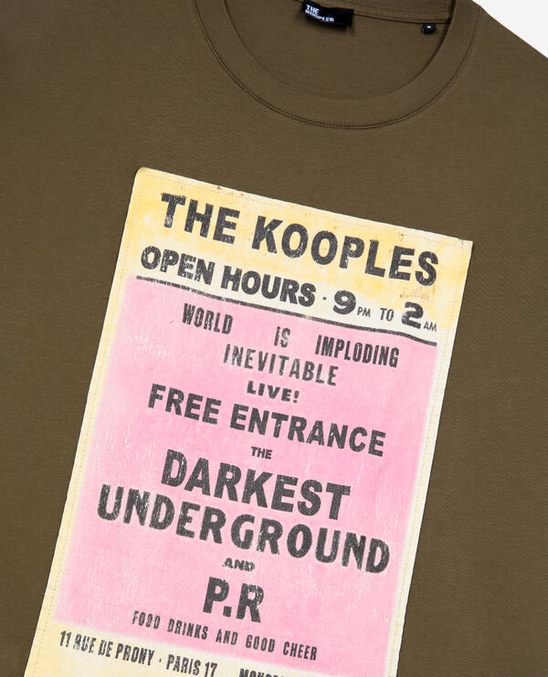 The Kooples MEN OLIVE KAKI t-shirt with khaki screen print