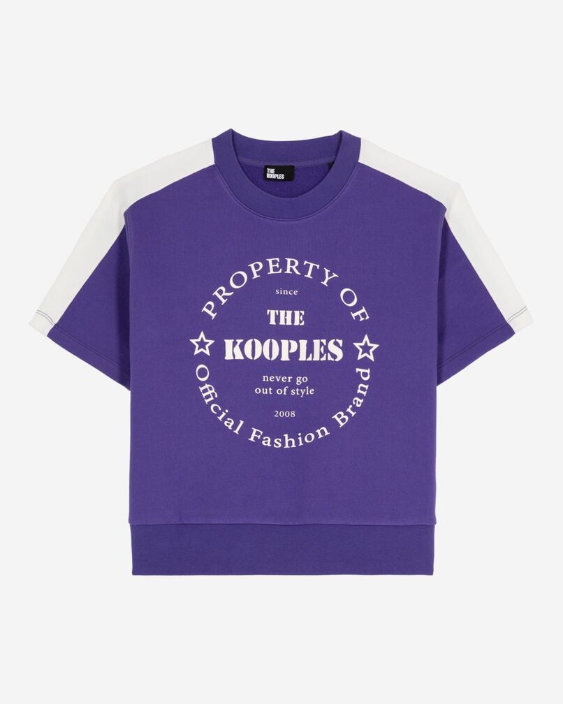 The Kooples WOMEN ELECTRIC BLUE short-sleeved sweatshirt with purple screen print