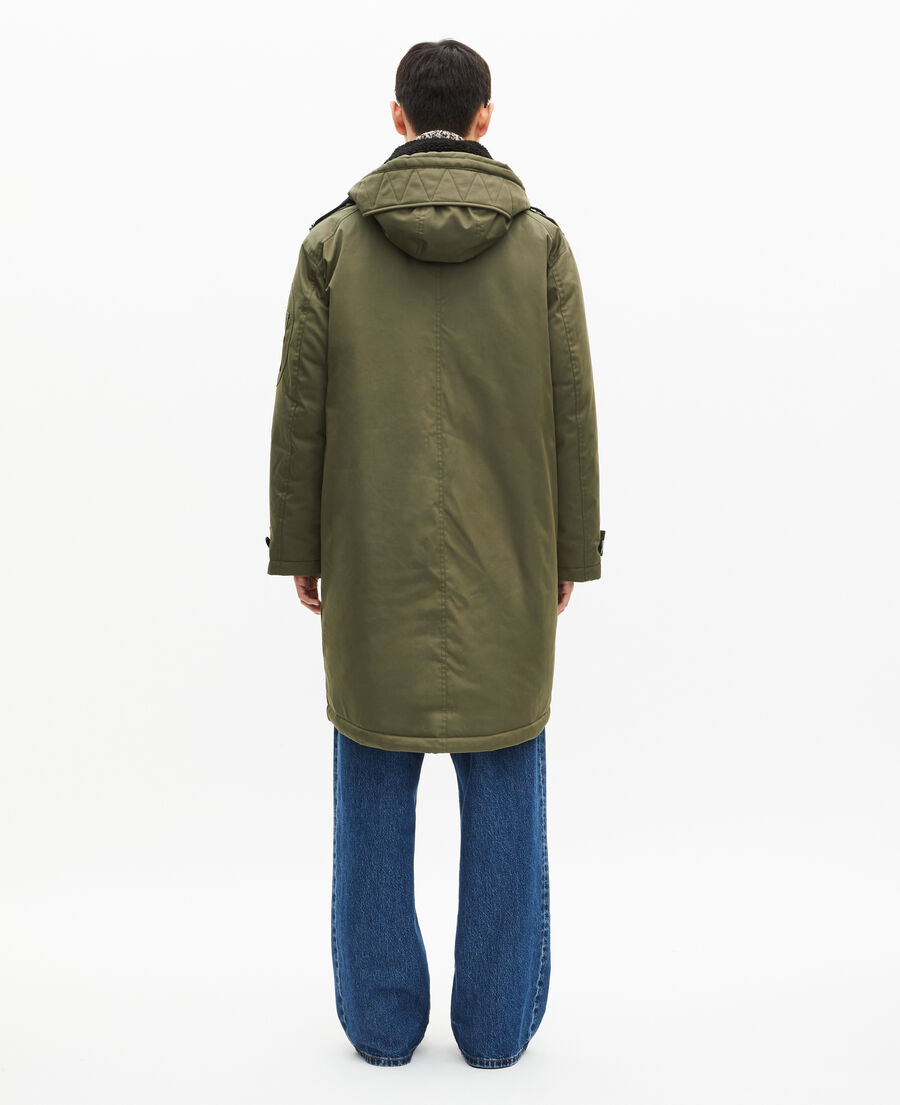 The Kooples MEN KAKI water-repellent parka with khaki sherpa collar
