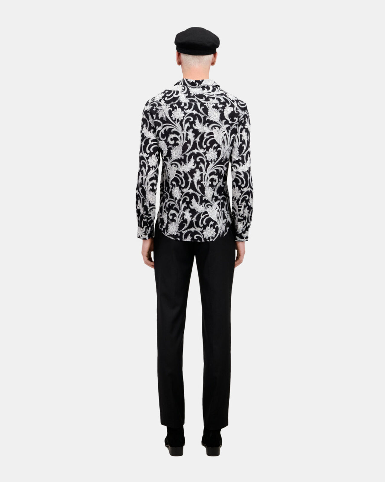 The Kooples HOMME BLACK WHITE chemise fleurie noire
