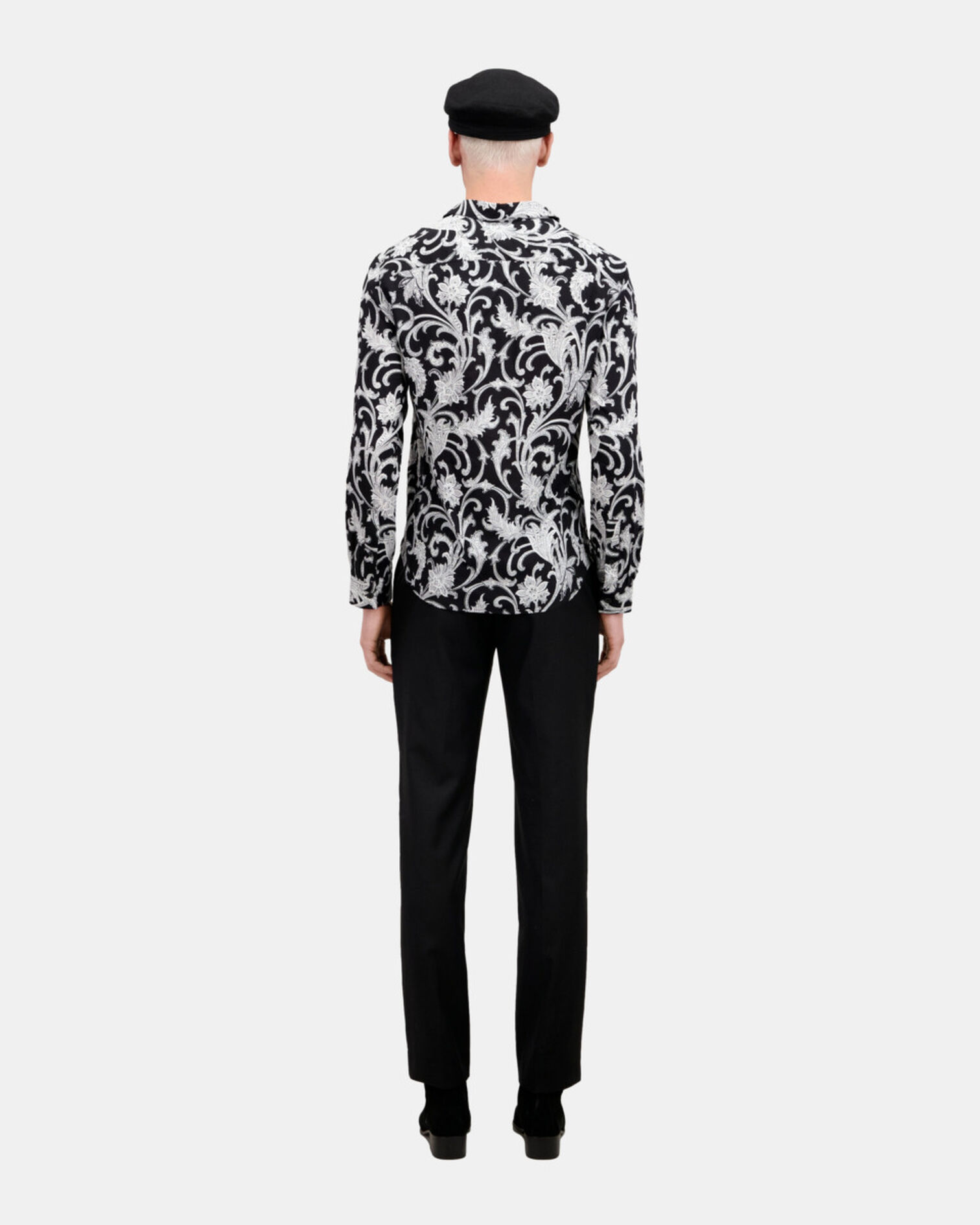Chemise fleurie noire, BLACK WHITE, hi-res image number null