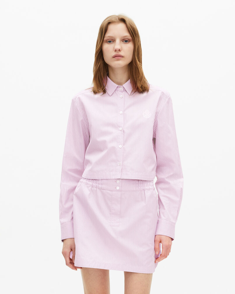 The Kooples FEMME PINK BLACK chemise à rayures en popeline rose