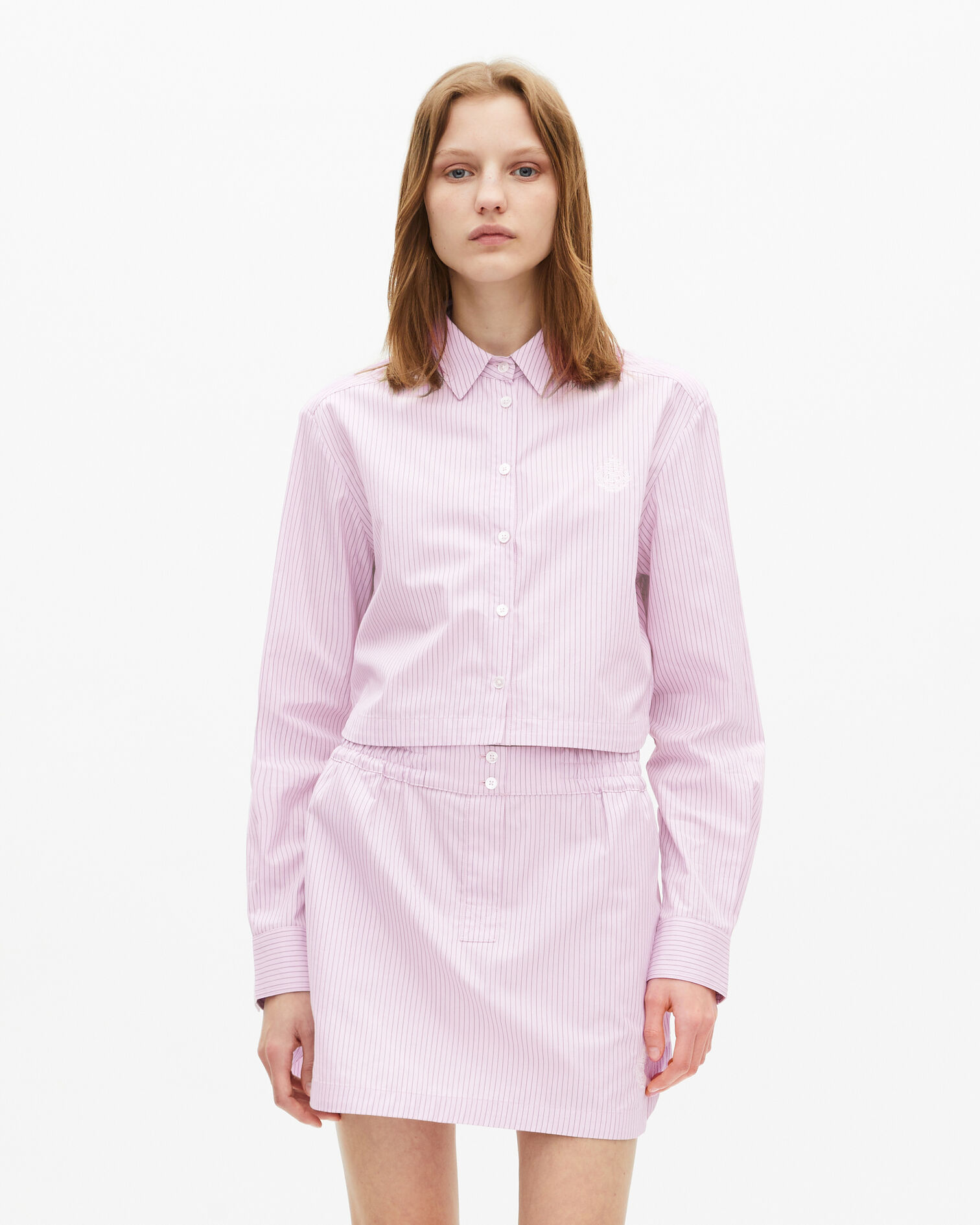 Pink poplin striped shirt, PINK BLACK, hi-res image number null