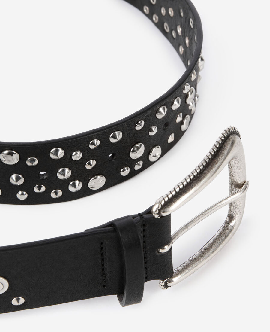 The Kooples FEMME BLACK ceinture cloutée en cuir noir