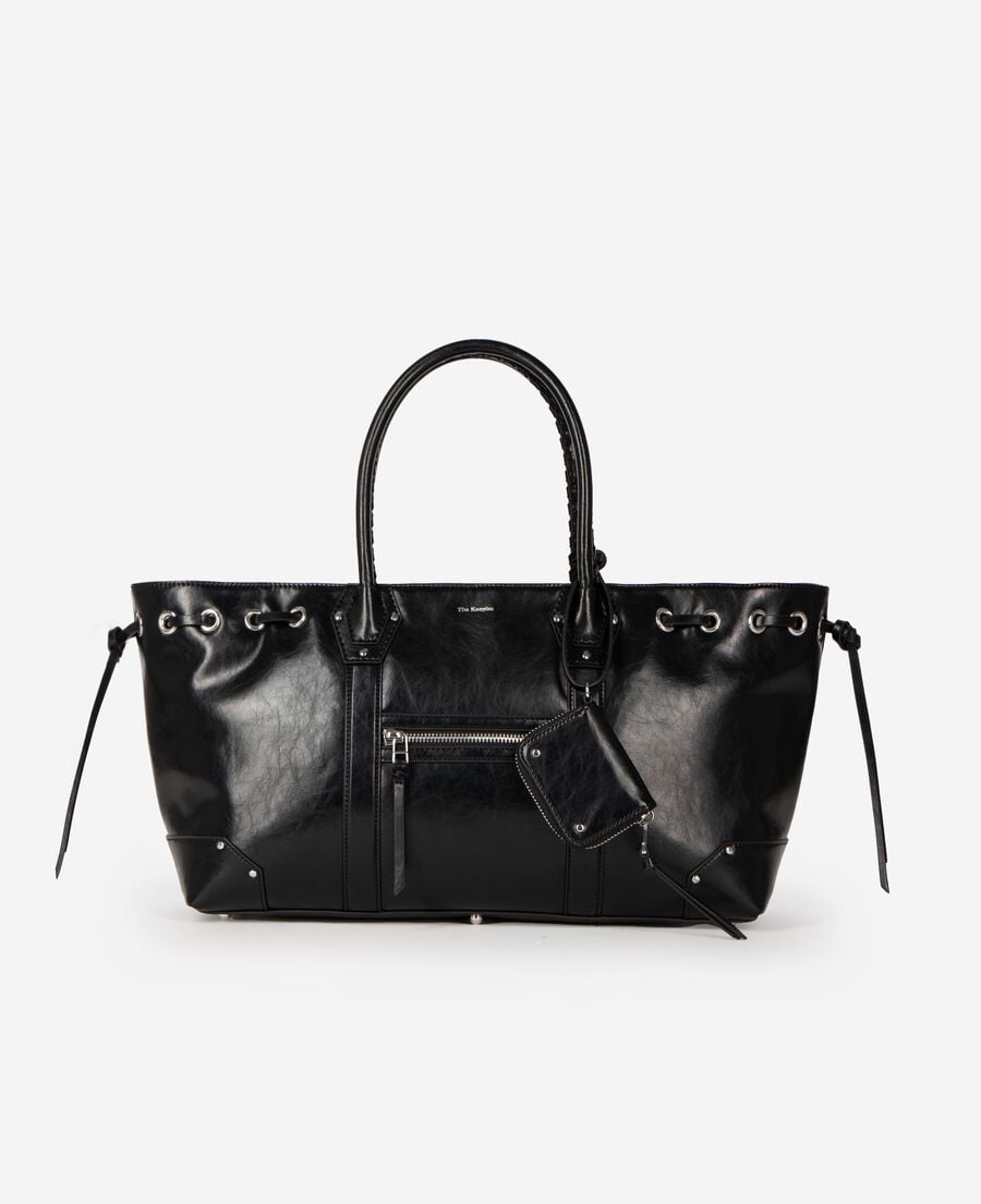The Kooples WOMEN BLACK black recycled leather tote bag