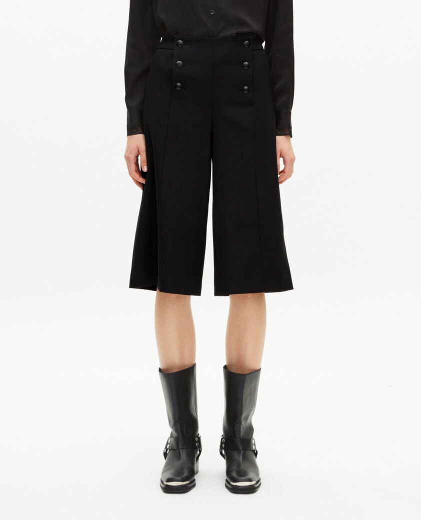 The Kooples FEMME BLACK pantalon culotte large à pont noir