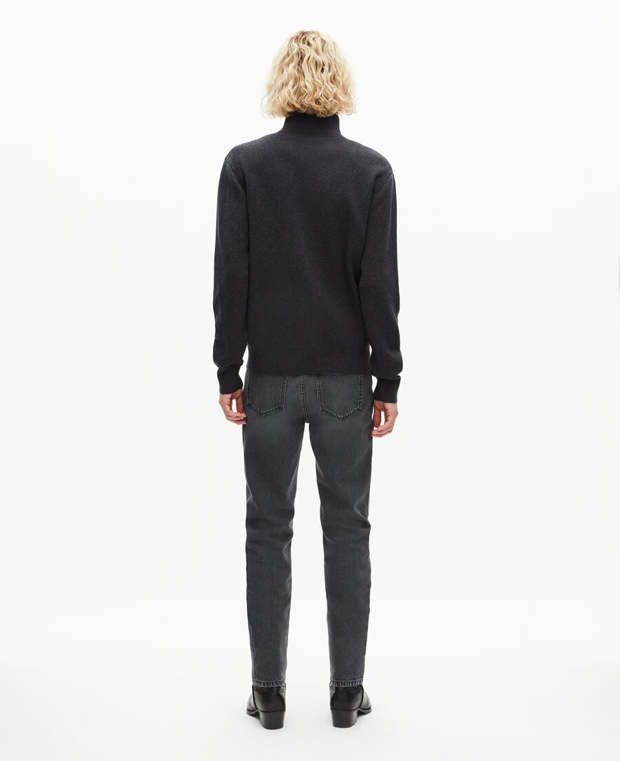 The Kooples H DARK GREY MELANGE grey double-faced zip-up cardigan