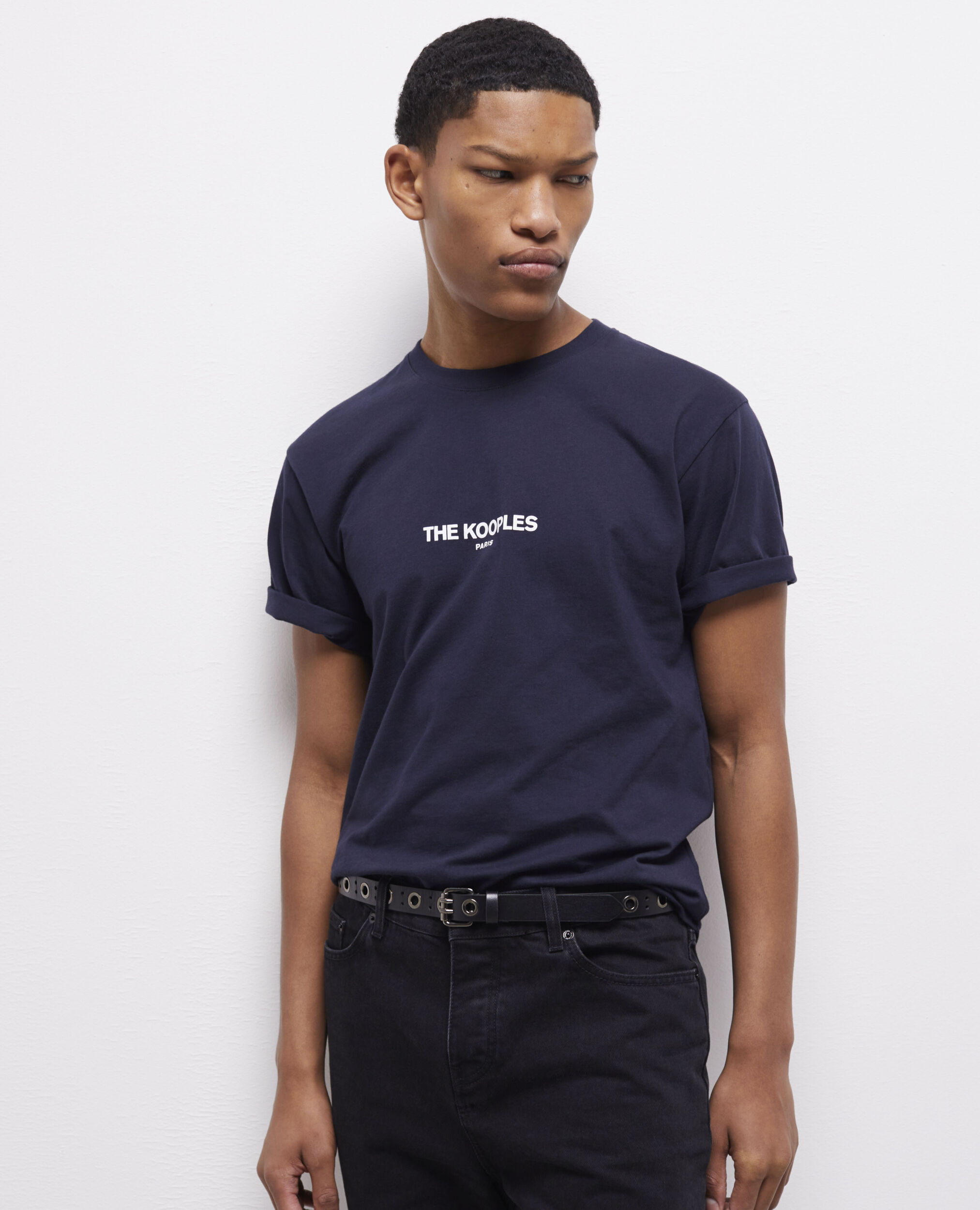 T-shirt Homme bleu marine en coton imprimé, NAVY, hi-res image number null