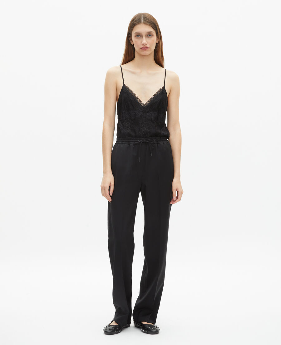 The Kooples FEMME BLACK pantalon droit en laine noir