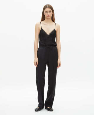 The Kooples FEMME BLACK pantalon droit en laine noir