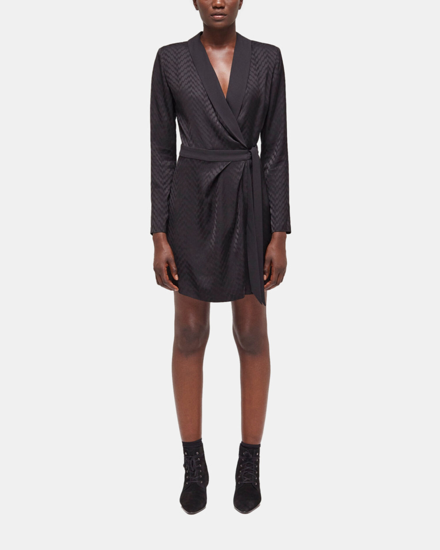 Short printed wrap dress, BLACK, hi-res image number null