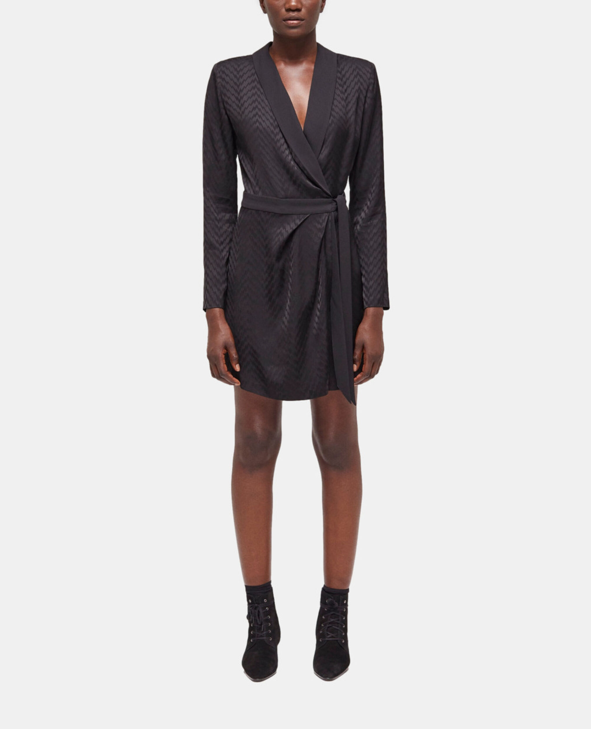 Short printed wrap dress, BLACK, hi-res image number null