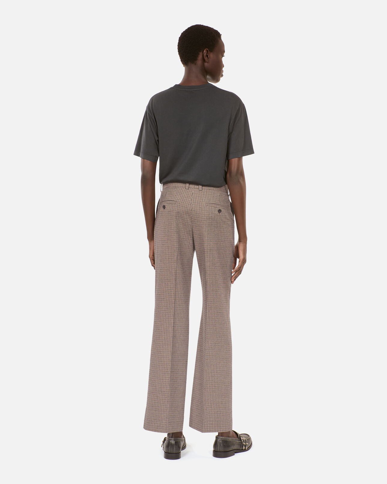 The Kooples WOMEN BEIGE-BROWN beige houndstooth straight-leg trousers