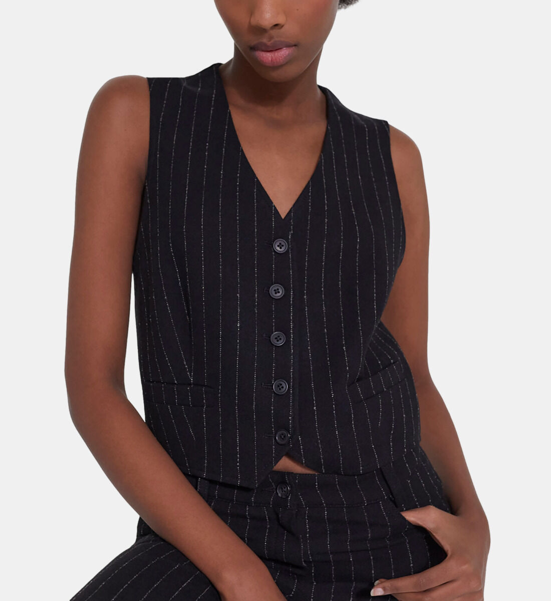 Striped wool suit vest