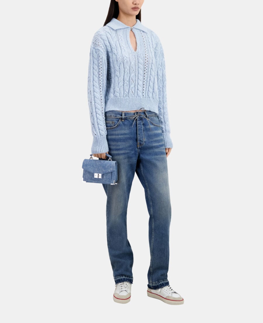 The Kooples FEMME BLUE pull en laine m&eacute;lang&eacute;e bleu ciel