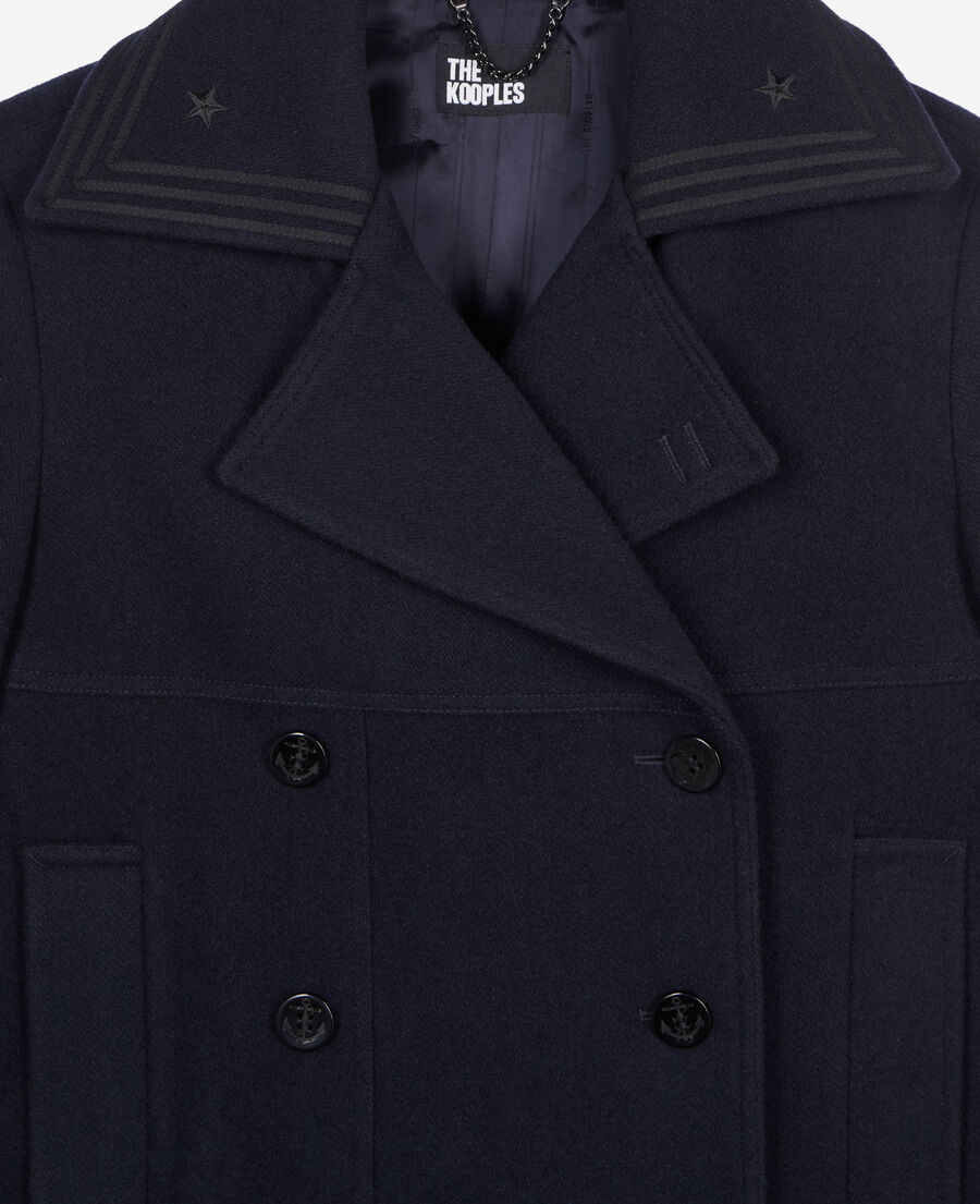 The Kooples FEMME DARK NAVY caban court bleu marine