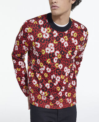 The Kooples HOMME DARK RED pull en laine imprimé fleuri