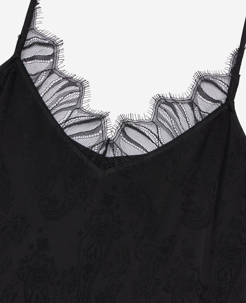 The Kooples FEMME BLACK robe nuisette longue jacquard noire