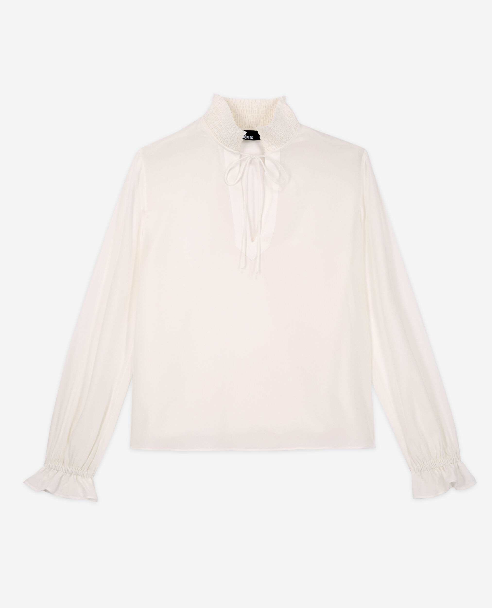 Ecru silk blouse, WHITE, hi-res image number null