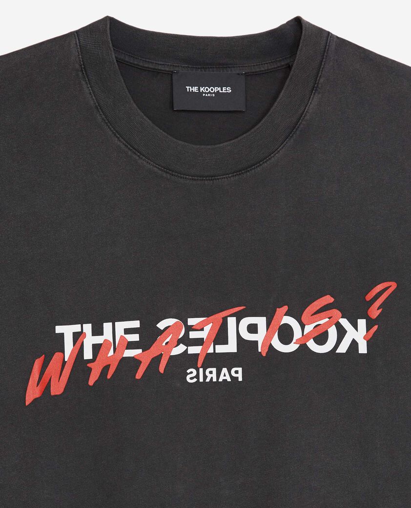 The Kooples DAMEN BLACK WASHED was ist ein schwarzes t-shirt aus gewaschener baumwolle
