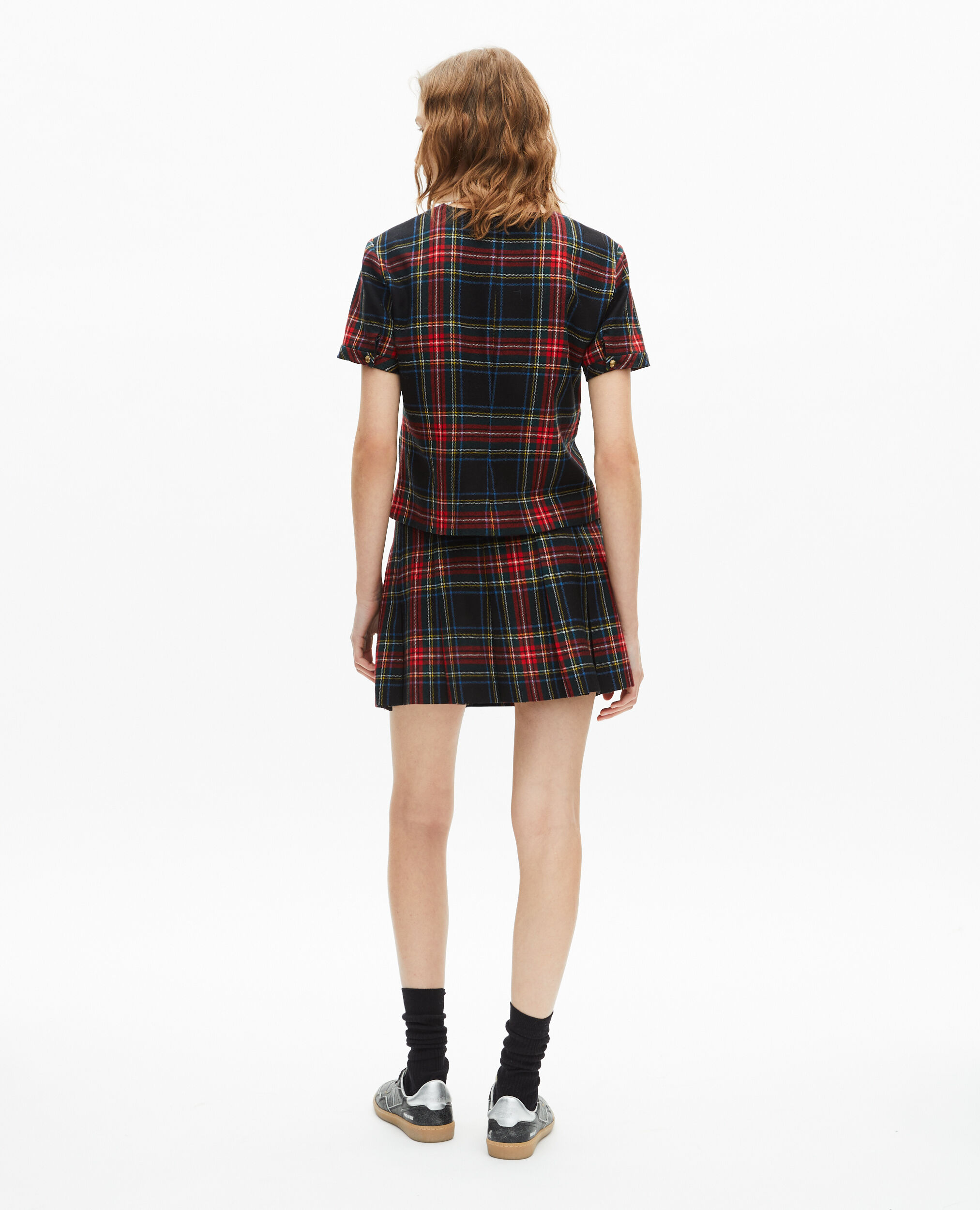 Jupe courte motif tartan rouge et noire, ROUGE NOIR, hi-res image number null