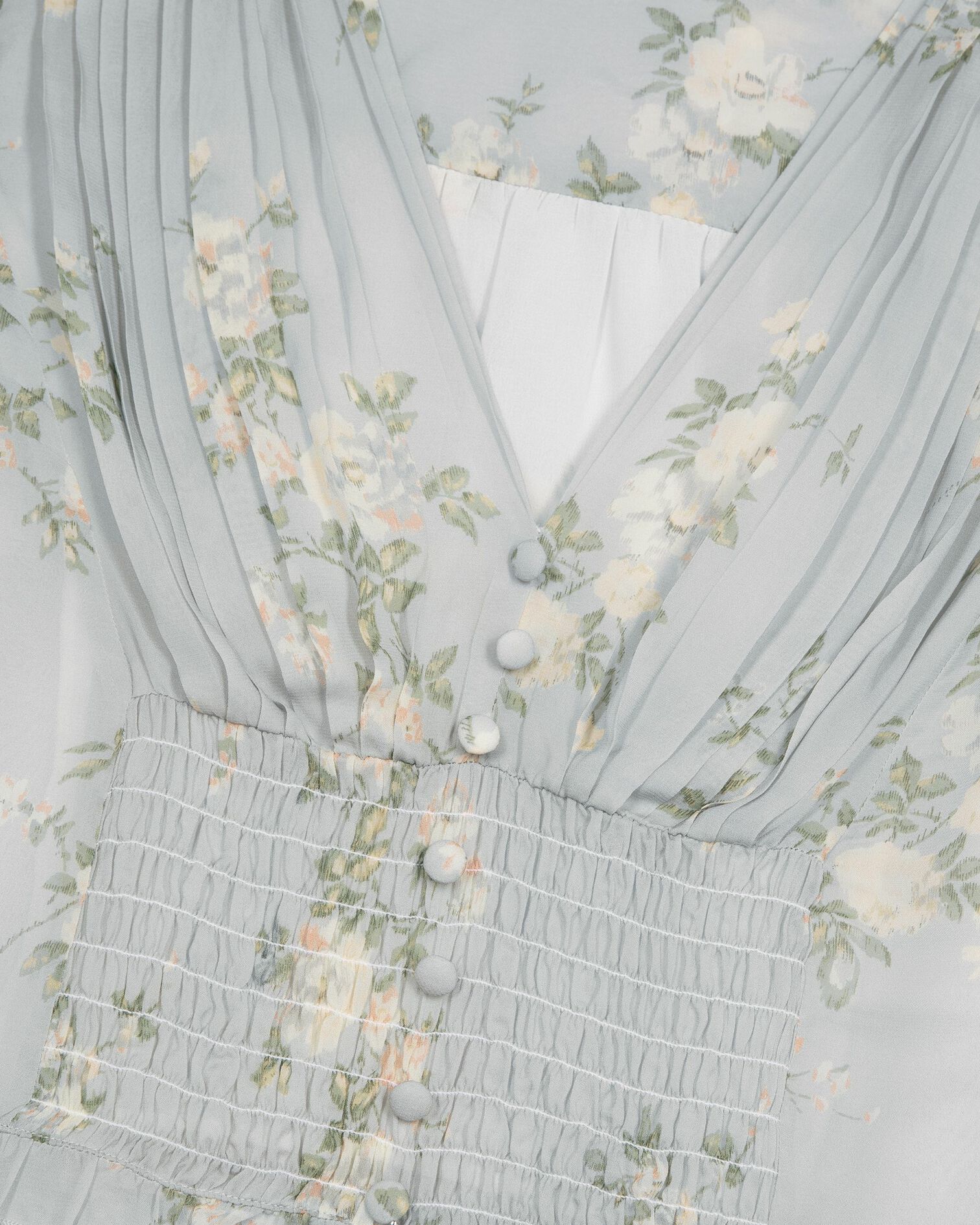 Blue floral print top, BLUE, hi-res image number null