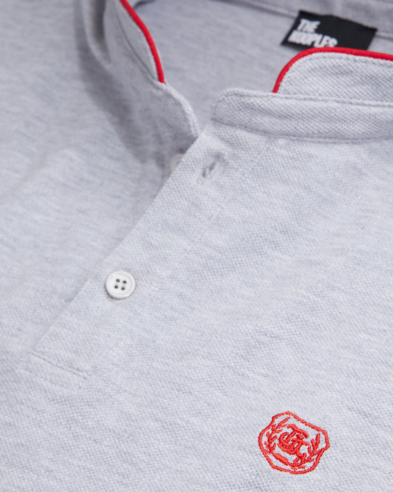 The Kooples HERREN LIGHT GREY graues poloshirt mit offizierskragen