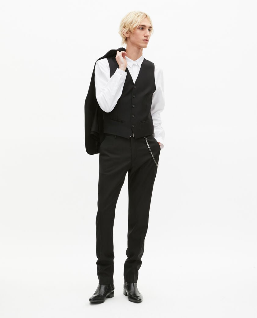 The Kooples HOMME BLACK gilet de costume boutonn&eacute; en laine noir 