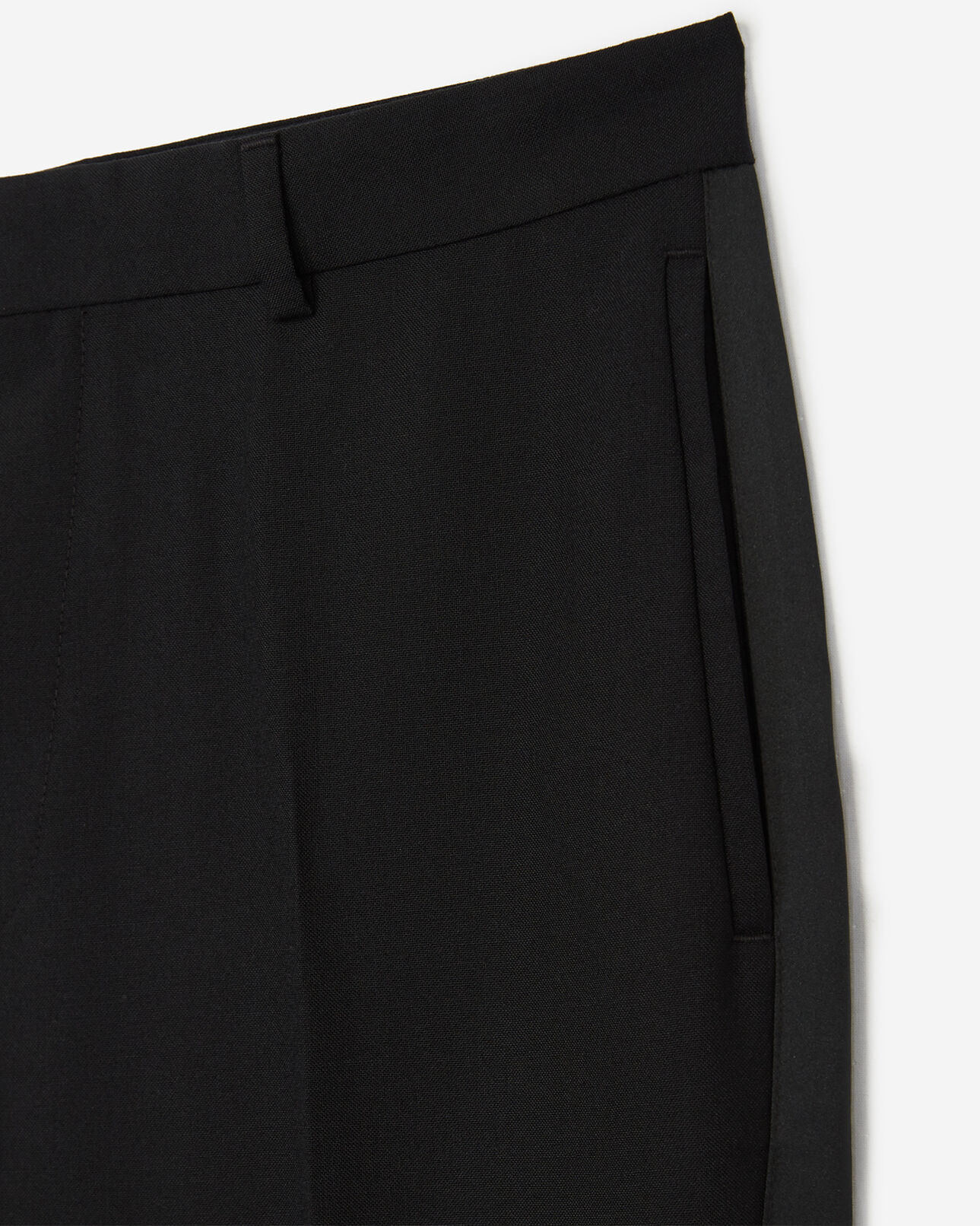 The Kooples MEN BLACK wool trousers with satin bands and turn-ups at the bottom of the legs