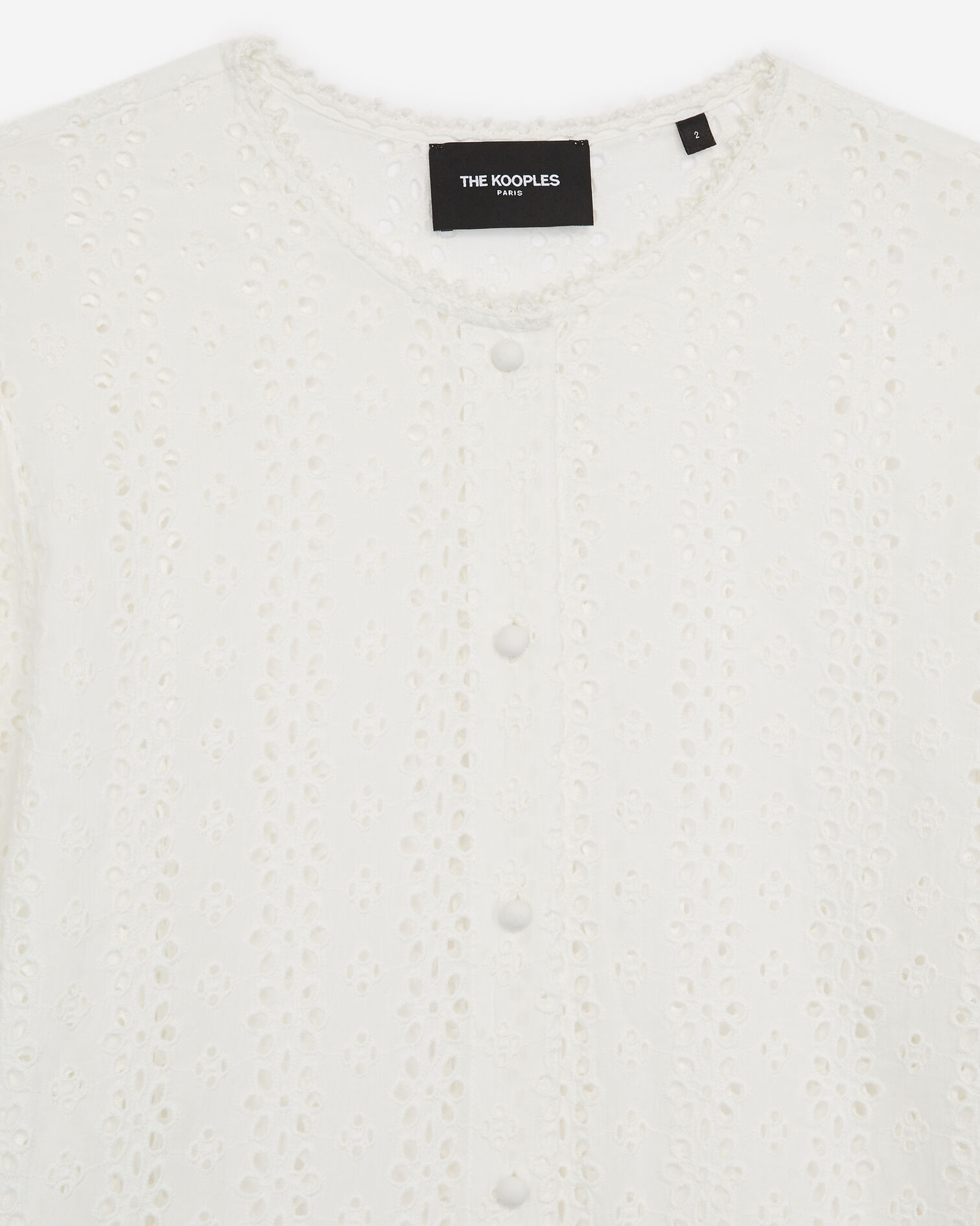 Chemise dentelle écrue sans col fluide, ECRU, hi-res image number null