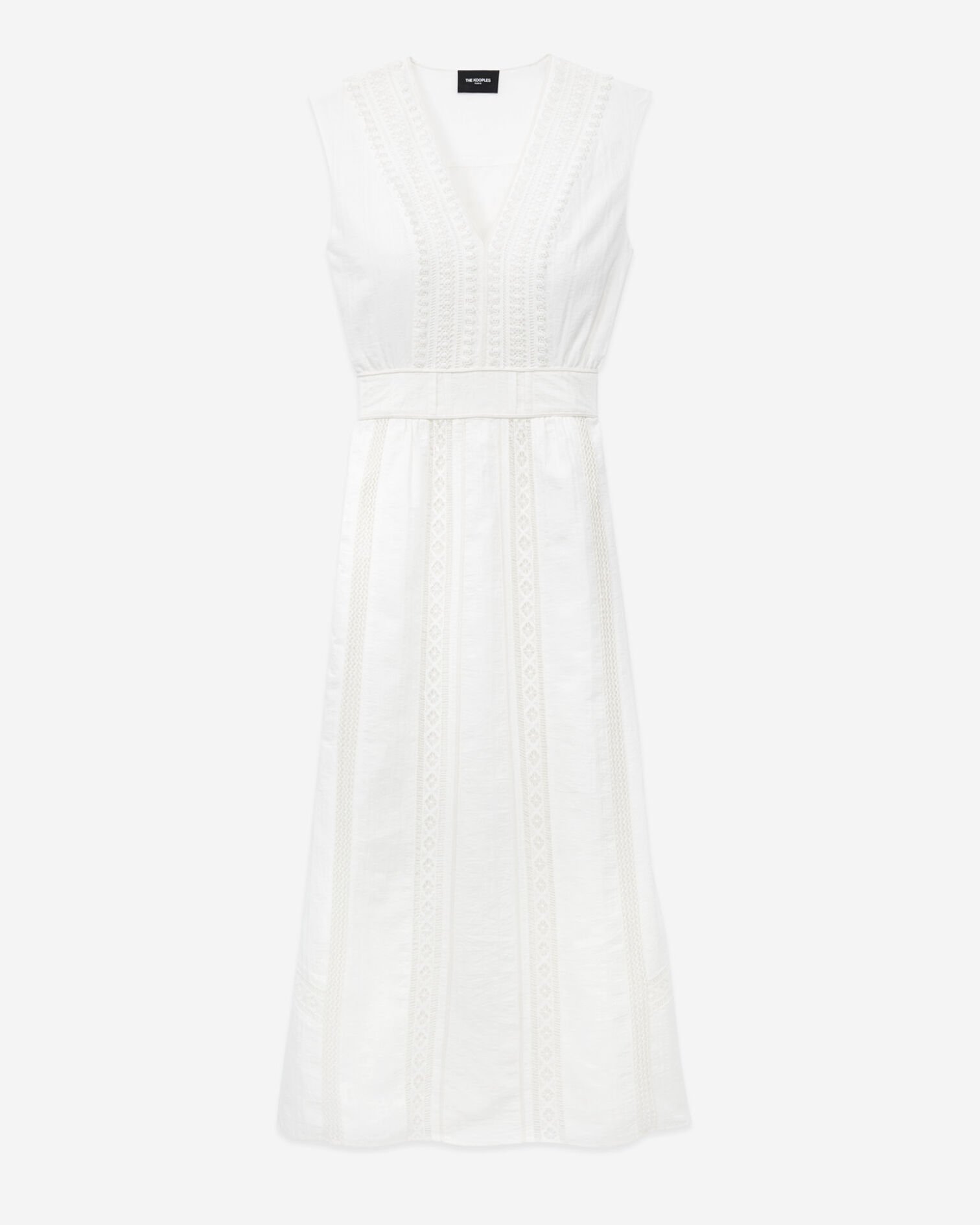 Robe sans manches écrue détail brodé, OFF WHITE, hi-res image number null