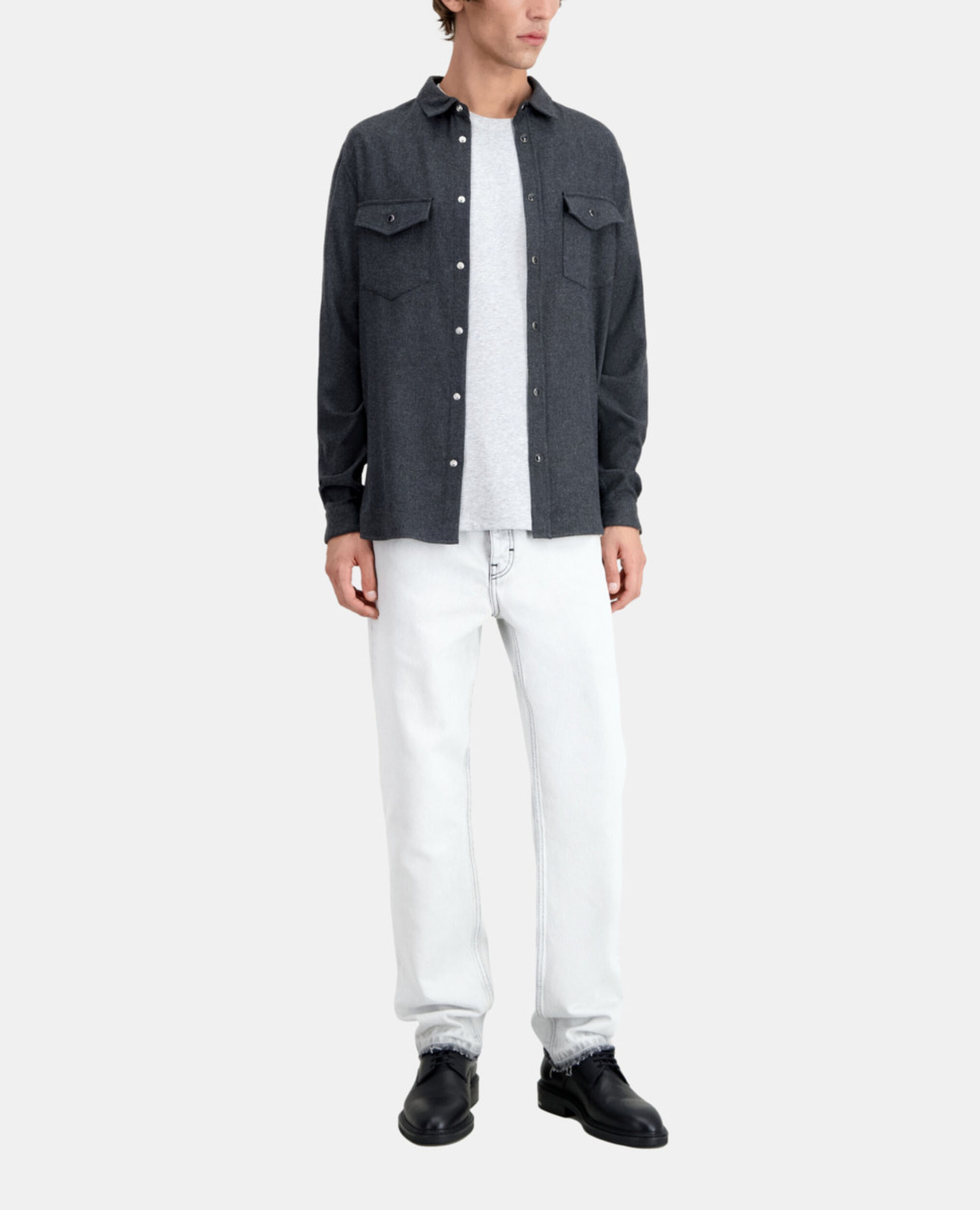 Grey flannel shirt, GREY, hi-res image number null