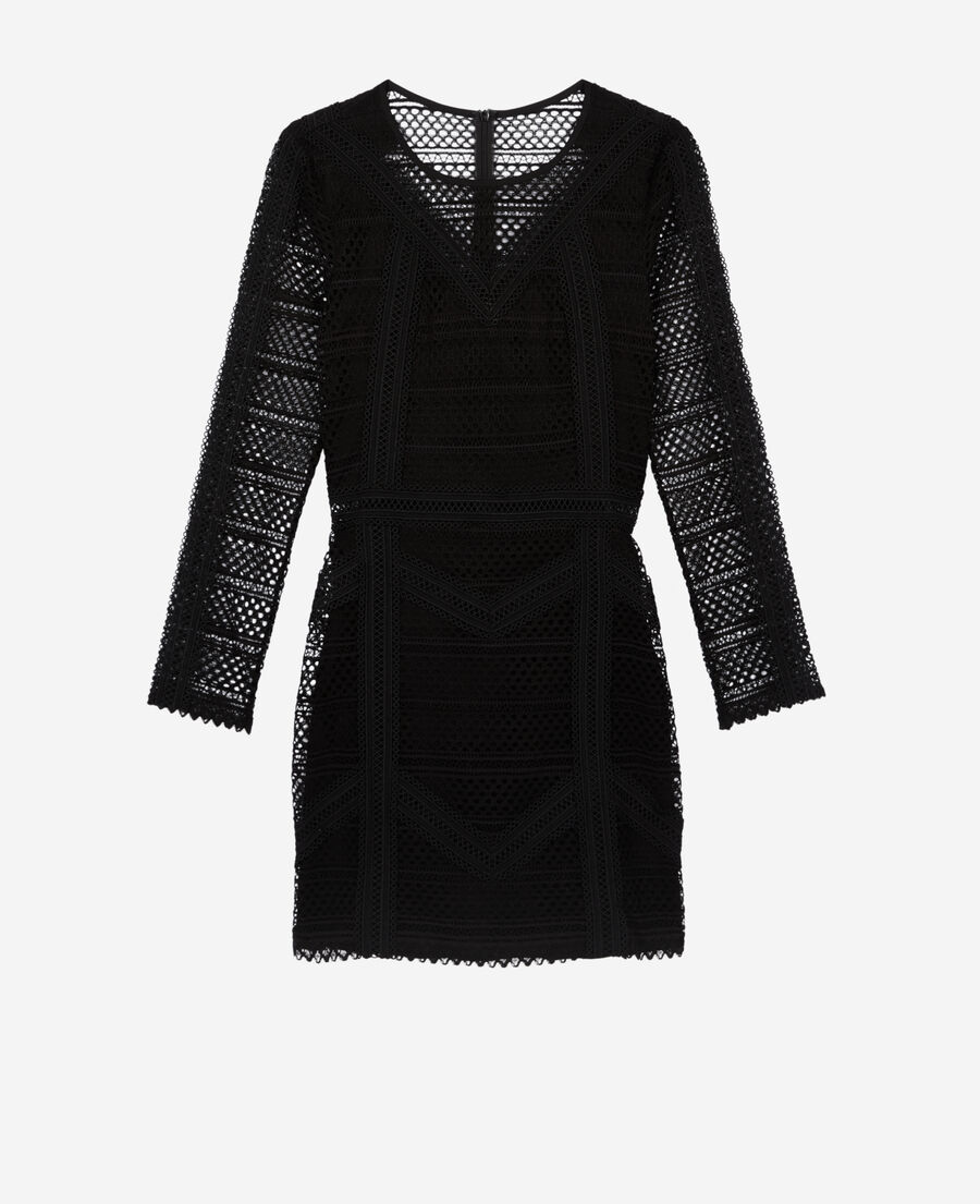 vestido corto negro guipur
