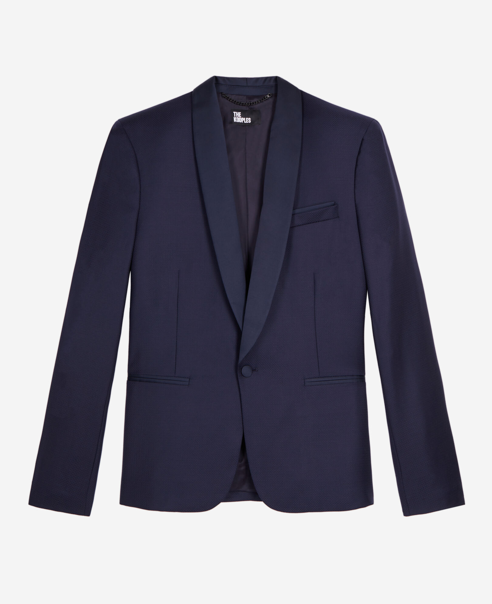 The Kooples MEN NAVY navy blue wool tuxedo fitted jacket