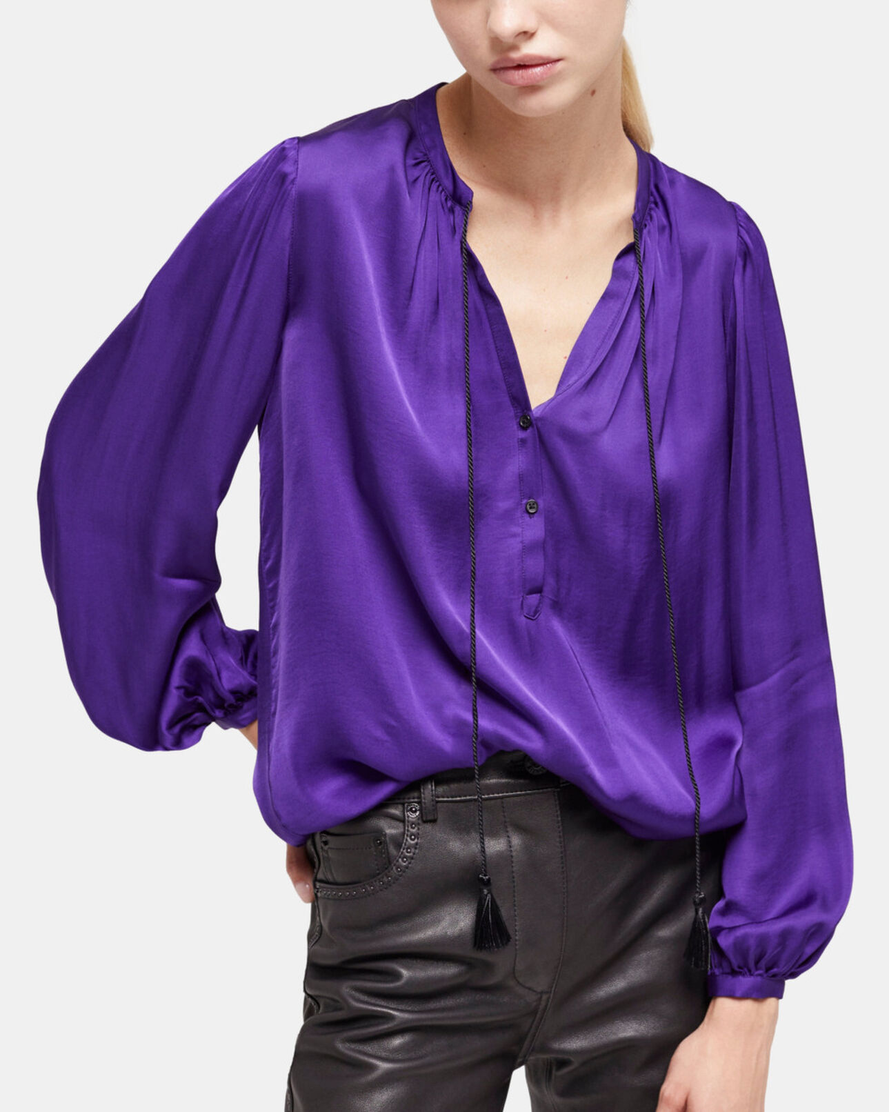 The Kooples WOMEN PURPLE purple shirt with puffed sleeves